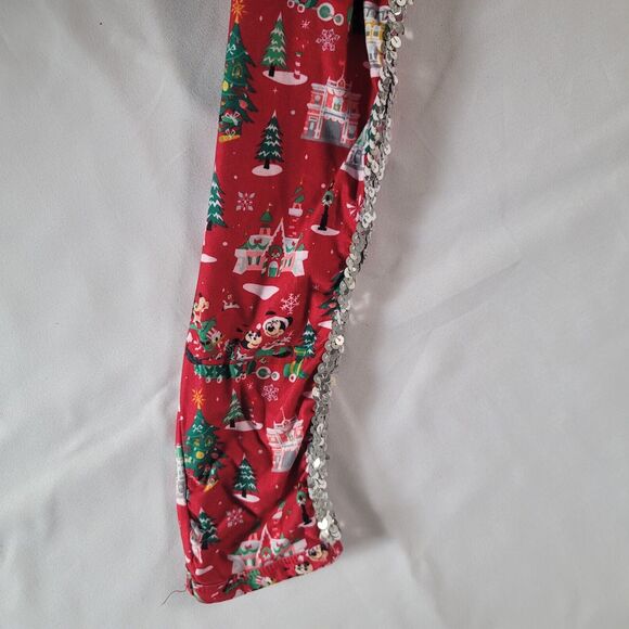 Disney Parks Girls Legging Pants Christmas Holiday with Sparkly Edges Size Large - Picture 3 of 5